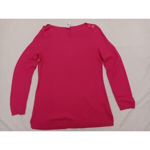 NWT Talbots Women's Pink Textured Boat‎ Neck Sweater Button Shoulder Size Medium